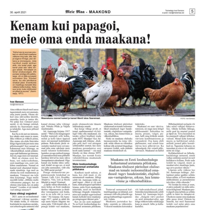 Eesti maakana Meie Maa, ajakirjanik Ivar Eensoo, Eesti Maakana Selts