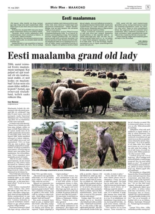 Vilve Nurmela eesti maalamba grand old lady Eesti maaalmmas Meie Maa
